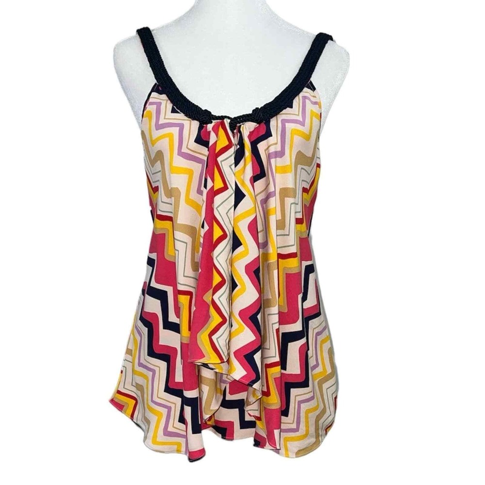 Diane von Furstenberg Silk Chevron Camisole Women 2 Multicolor Braided Straps